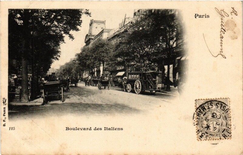Carte postale ancienne Paris 9e - Boulevard des Italiens à Paris 9e