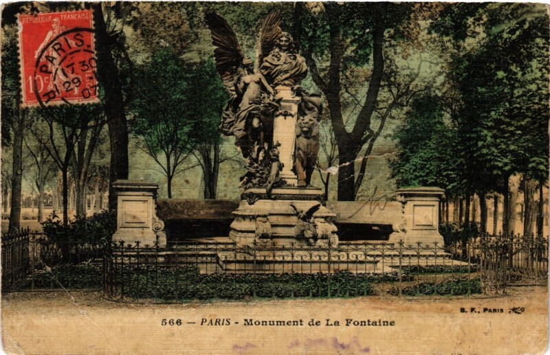 Carte postale ancienne Monument de La Fontaine à Paris 16e