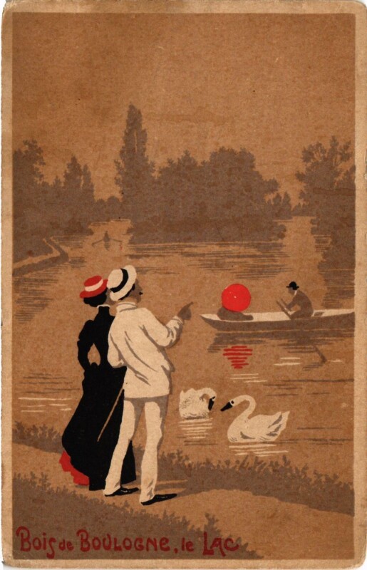 Carte postale ancienne Bois de Boulogne - le Lac à Paris 16e