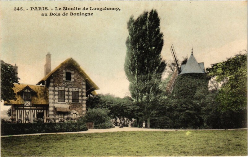 Carte postale ancienne Le Moulin de Longchamp, au Bois de Boulogne à Paris 16e