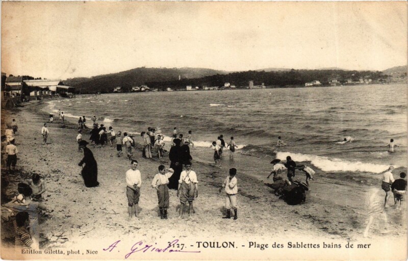 Carte postale ancienne Toulon Plages des Sablettes bains de mer à Toulon
