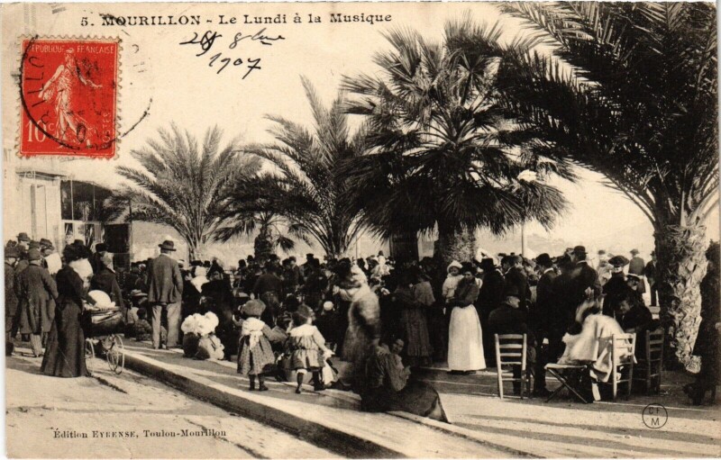 Carte postale ancienne Toulon Le Lundi á la Musique à Toulon