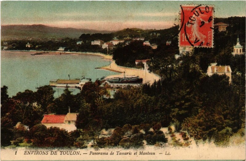Carte postale ancienne Environs de Toulon Panorama de Tamaris et Manteau à Toulon