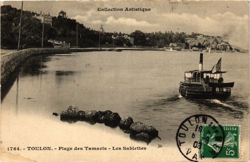 Carte postale ancienne Toulon Plage des Tamaris-Les Sablettes à Toulon