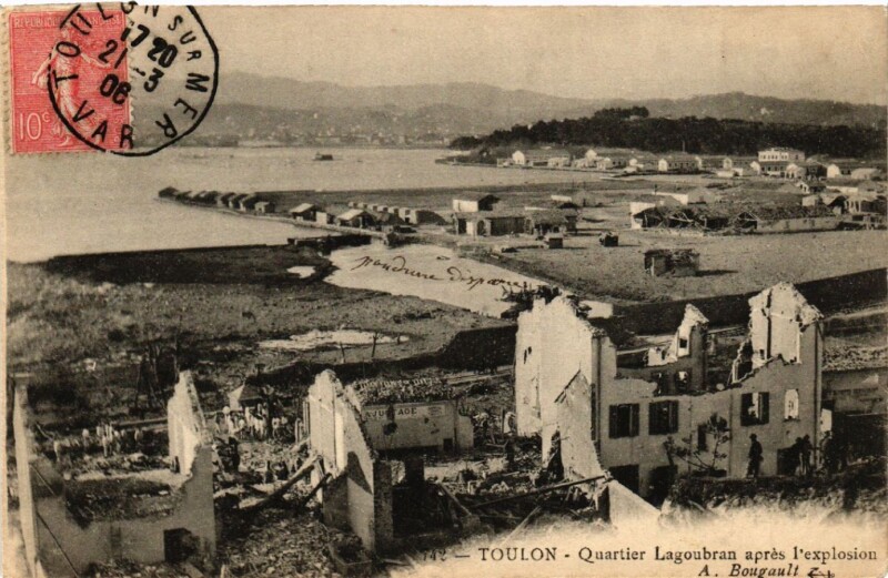 Carte postale ancienne Toulon Quartier Lagoubran apres l'exlosion à Toulon