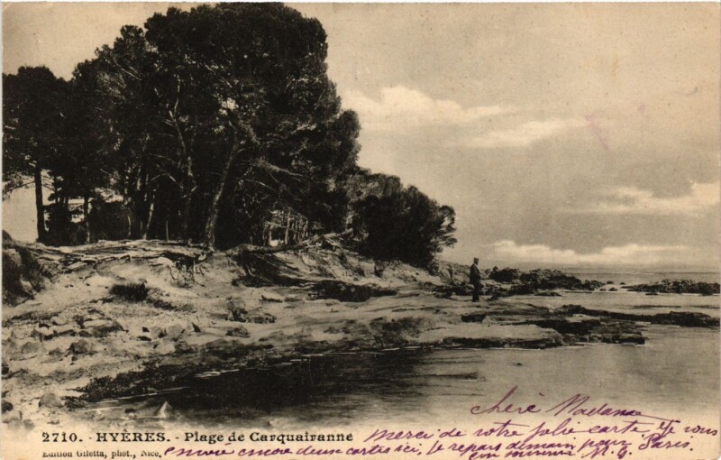Carte postale ancienne Hyeres - Plage de Carquairanne à Hyères