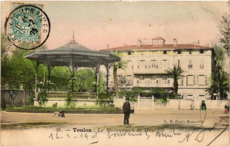 Carte postale ancienne Toulon - Le Quinquonce de Musique à Toulon