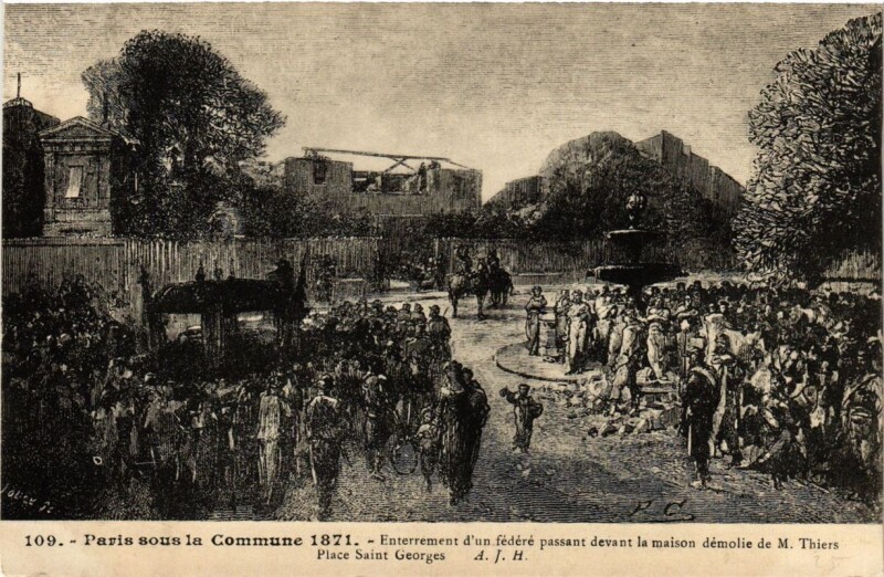 Carte postale ancienne Paris sous la Commune Enterrement d'un fédéré