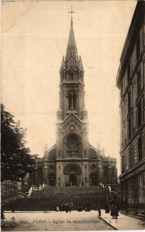 Carte postale ancienne Eglise de Ménilmontant à Paris 20e