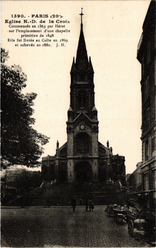 Carte postale ancienne Eglise Notre-Dame de la Croix à Paris 20e
