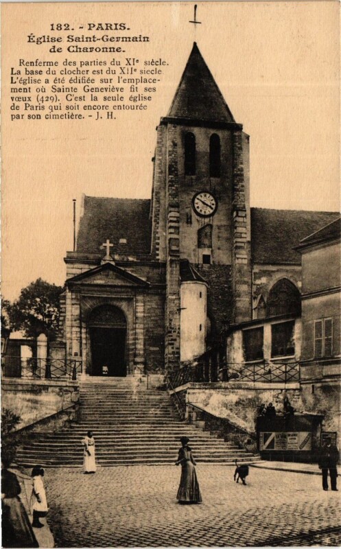 Carte postale ancienne Eglise Saint-Germain de Charonne à Paris 20e