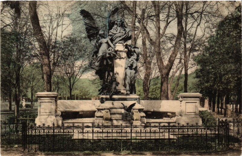 Carte postale ancienne Le Ranelagh - Monument de La Fontaine à Paris 16e