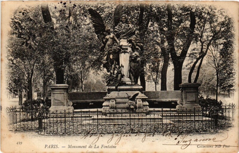 Carte postale ancienne Monument de La Fontaine à Paris 16e