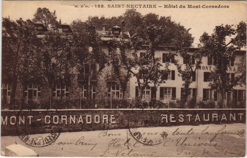 Carte postale ancienne Saint-Nectaire Hotel du Mont-Cornadore à Saint-Nectaire