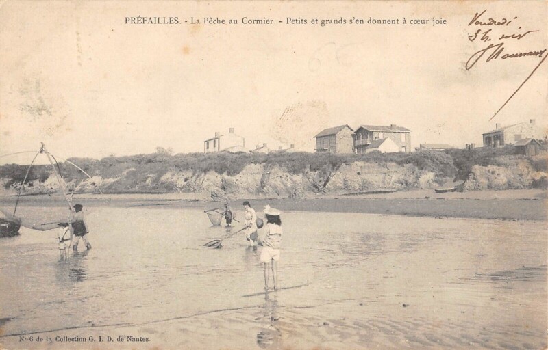 Carte postale ancienne Prefailles - La Peche Au Cormier - Les Petits Et Grands D'En Donnent A Co à Préfailles