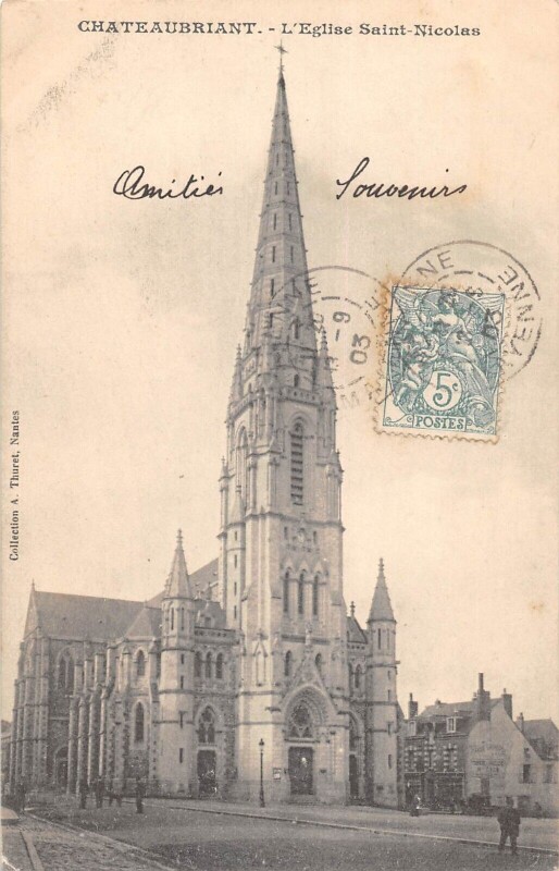 Carte postale ancienne Chateaubriant - Eglise Saint Nicolas à Châteaubriant