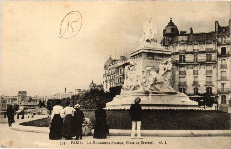 Carte postale ancienne Le Monument Pasteur - Place de Breteuil à Paris 15e