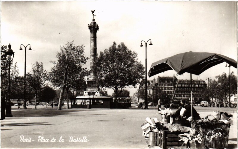 Carte postale ancienne Paris 11e Paris-Place de la Bastille à Paris 11e