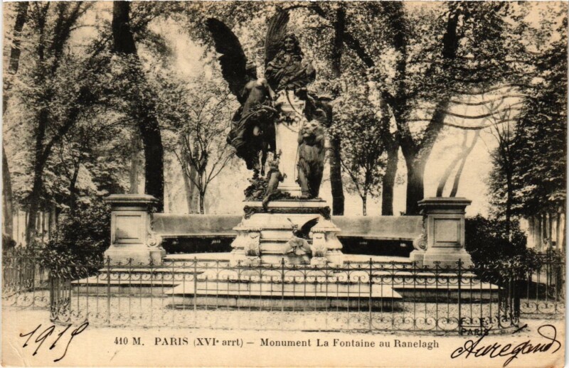 Carte postale ancienne Monument La Fontaine au Ranelagh à Paris 16e
