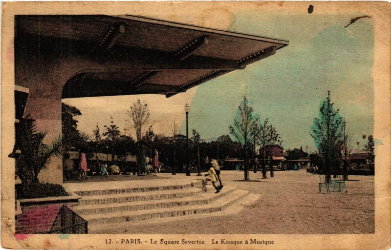 Carte postale ancienne Le Square Séverine - Le Kiosque à Musique à Paris 20e