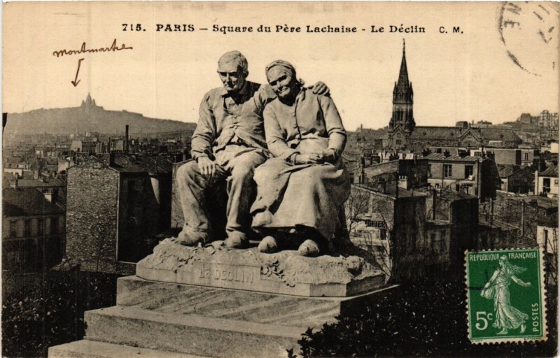 Carte postale ancienne Square du Père-Lachaise - Le Déclin à Paris 20e