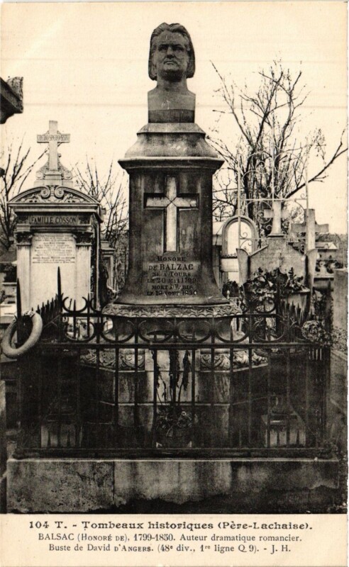 Carte postale ancienne Père-Lachaise - Honoré de Balzac à Paris 20e