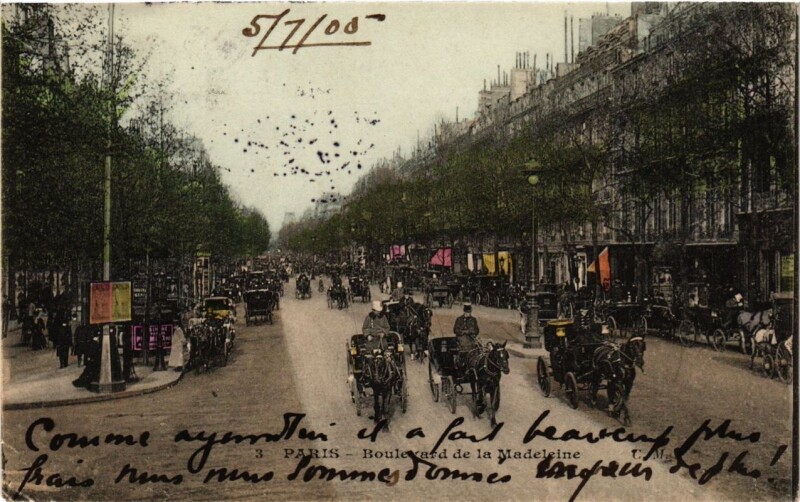 Carte postale ancienne Paris 9e - Boulevard de la Madeleine à Paris 9e