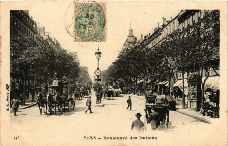 Carte postale ancienne Paris 9e - Boulevard des Italiens à Paris 9e