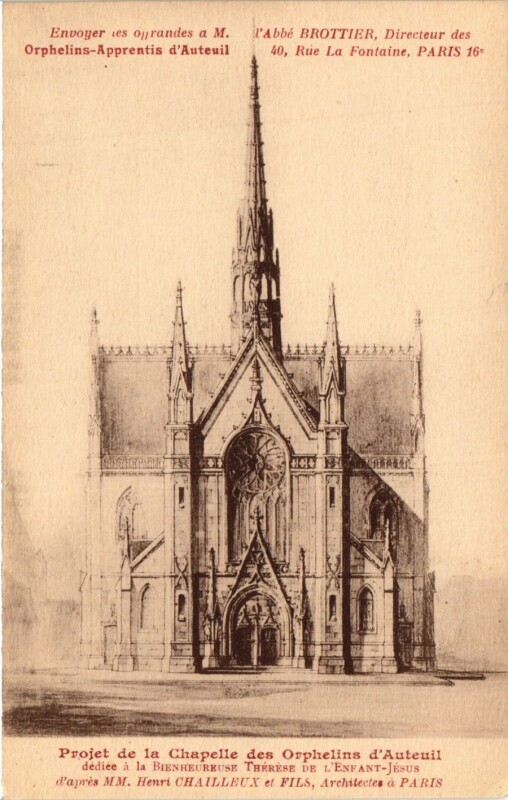 Carte postale ancienne Projet de la Chapelle des Orphelins d'Auteuil à Paris 16e