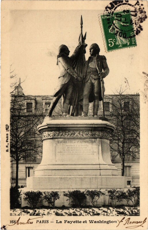 Carte postale ancienne La Fayette et Washington à Paris 16e