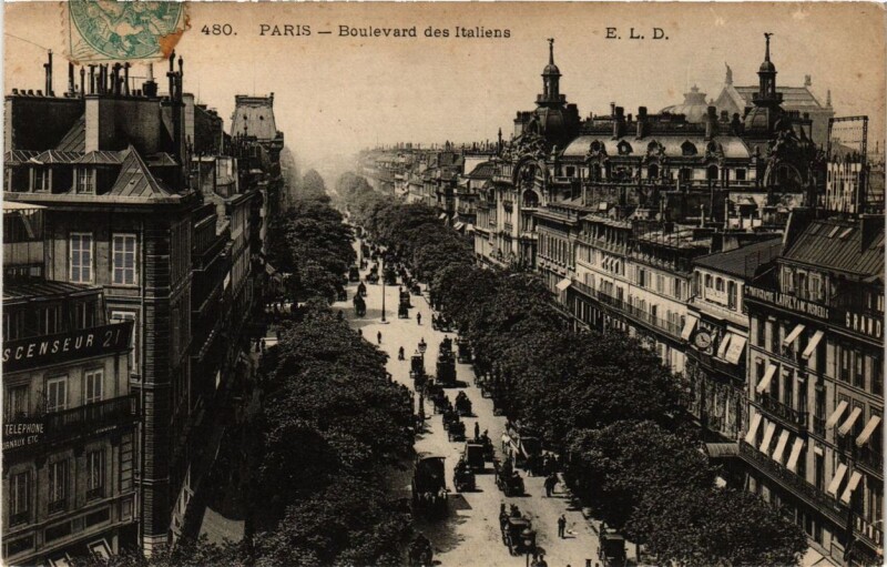 Carte postale ancienne Paris 9e - Boulevard des Italiens à Paris 9e