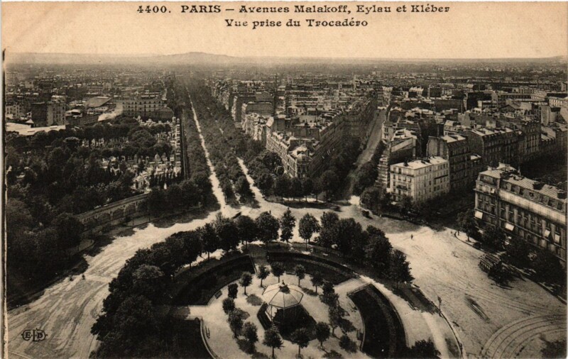 Carte postale ancienne Avenues Malakoff, Eylau et Kléber - Vue prise du Trocadéro à Paris 16e