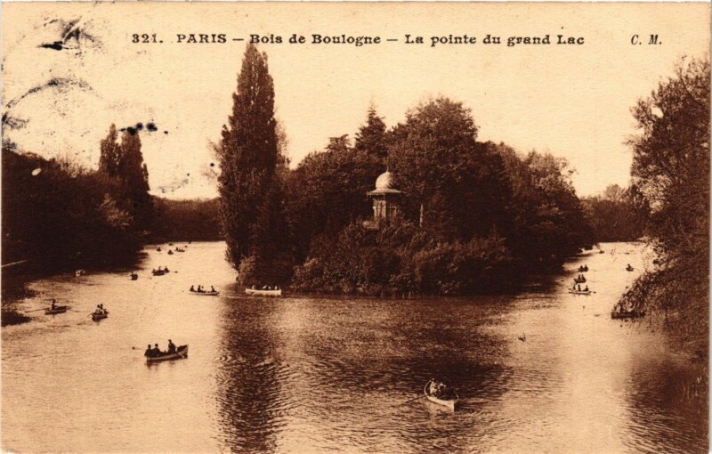 Carte postale ancienne Bois de Boulogne - La pointe du Grand Lac à Paris 16e