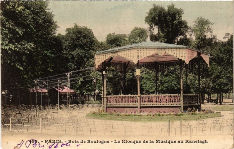 Carte postale ancienne Bois de Boulogne - Le Kiosque de la Musique au Ranelagh à Paris 16e