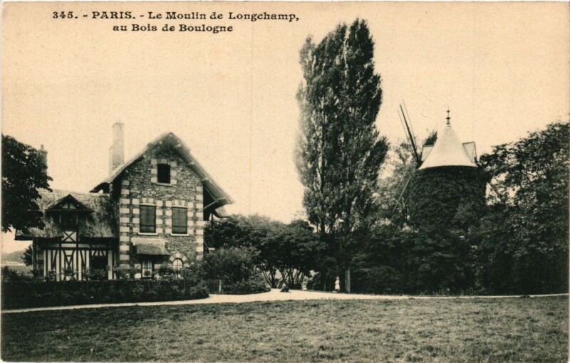 Carte postale ancienne Le Moulin de Longchamp, au Bois de Boulogne à Paris 16e