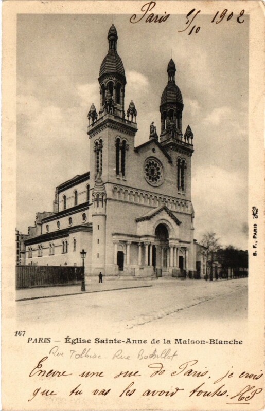 Carte postale ancienne L'Eglise Sainte-Anne de la Maison Blanche à Paris 13e