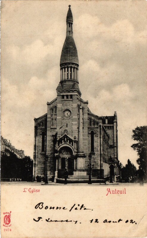 Carte postale ancienne L'Eglise Auteuil à Paris 16e