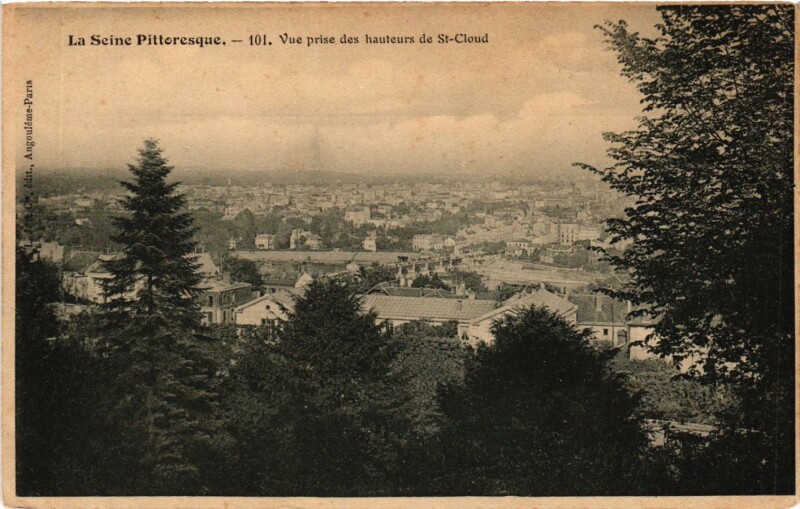 Carte postale ancienne Paris 16e-Vue prise des hauteurs de Saint-Cloud à Saint-Cloud