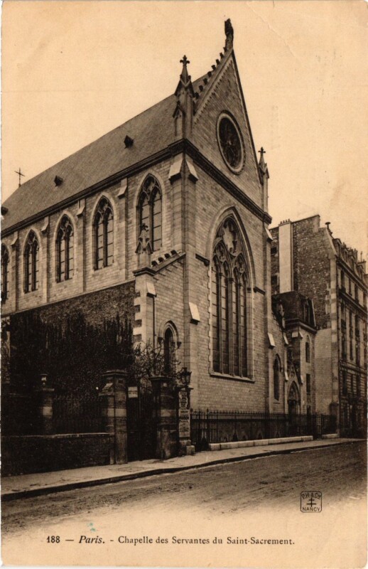 Carte postale ancienne Chapelle des Servantes du Saint Sacrement à Paris 16e