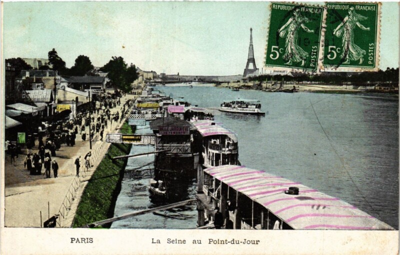 Carte postale ancienne La Seine au Point-du-Jour à Paris 16e