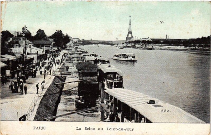 Carte postale ancienne La Seine au Point-du-Jour à Paris 16e