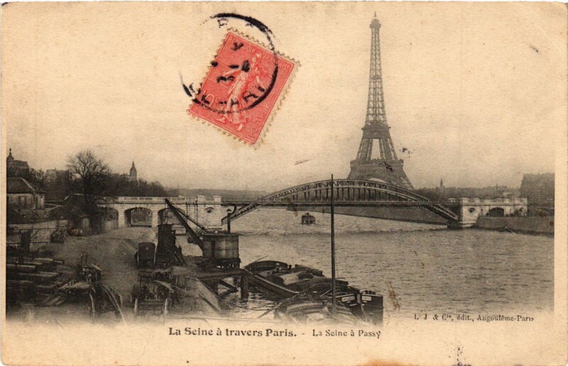 Carte postale ancienne La Seine à Passy à Paris 16e