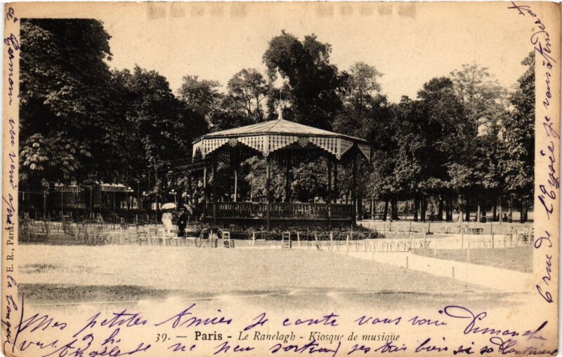 Carte postale ancienne Le Ranelagh - Kiosque de musique à Paris 16e