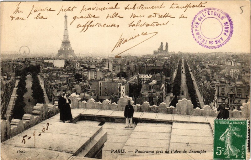 Carte postale ancienne Panorama pris de l'Arc de Triomphe à Paris 16e