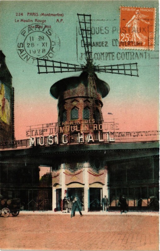 Carte postale ancienne Montmartre - Le Moulin Rouge à Paris 9e