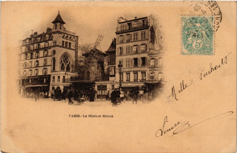 Carte postale ancienne Le Moulin Ronge à Paris 9e