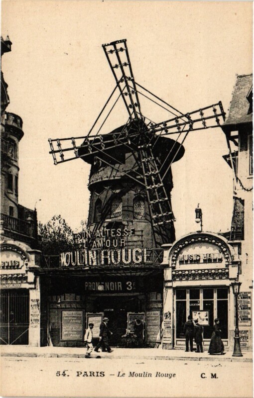 Carte postale ancienne Le Moulin Rouge à Paris 18e