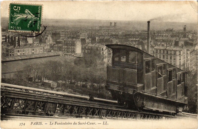 Carte postale ancienne Le Funiculaire du Sacré-Coeur à Paris 18e