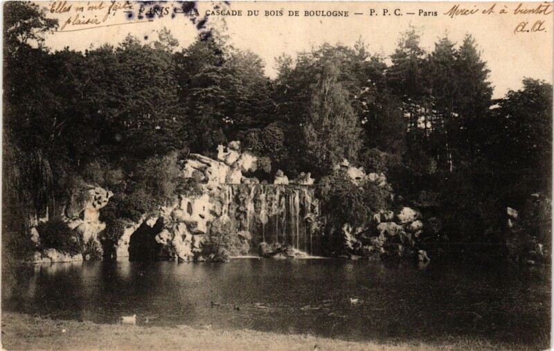 Carte postale ancienne La Cascade du Bois de Boulogne à Paris 16e