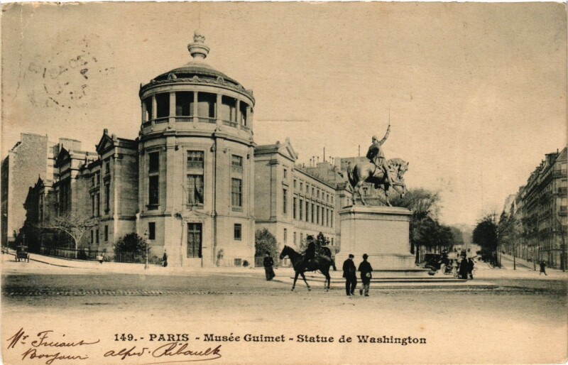 Carte postale ancienne Musée Guimet - Statue de Washington à Paris 16e